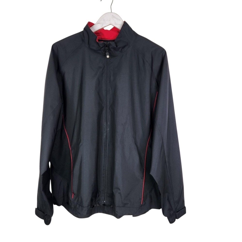 FOOTJOY DryJoys Jacket Womens XL Black Red Waterproof‎ Golf Rain Windbreaker FJ
